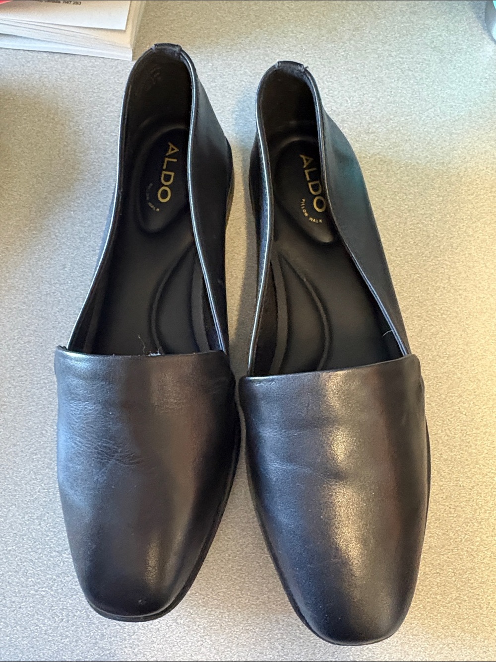 ALDO Black Leather Classic Slip-On Flats